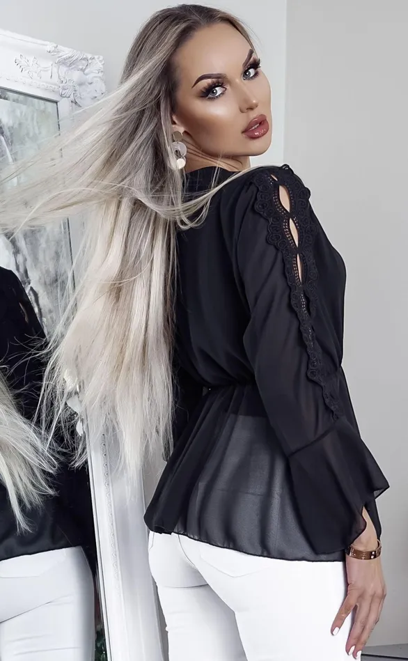 Marilyn Black Wrap Peplum Top Women Missfiga Tops Marilyn Black Wrap Peplum Top Women Missfiga Tops