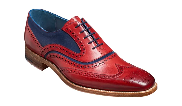 McClean 8211 Red Hand Painted Navy Suede Men Barker Shoes Mens Oxfords