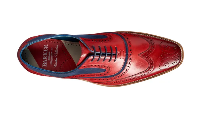McClean 8211 Red Hand Painted Navy Suede Men Barker Shoes Mens Oxfords