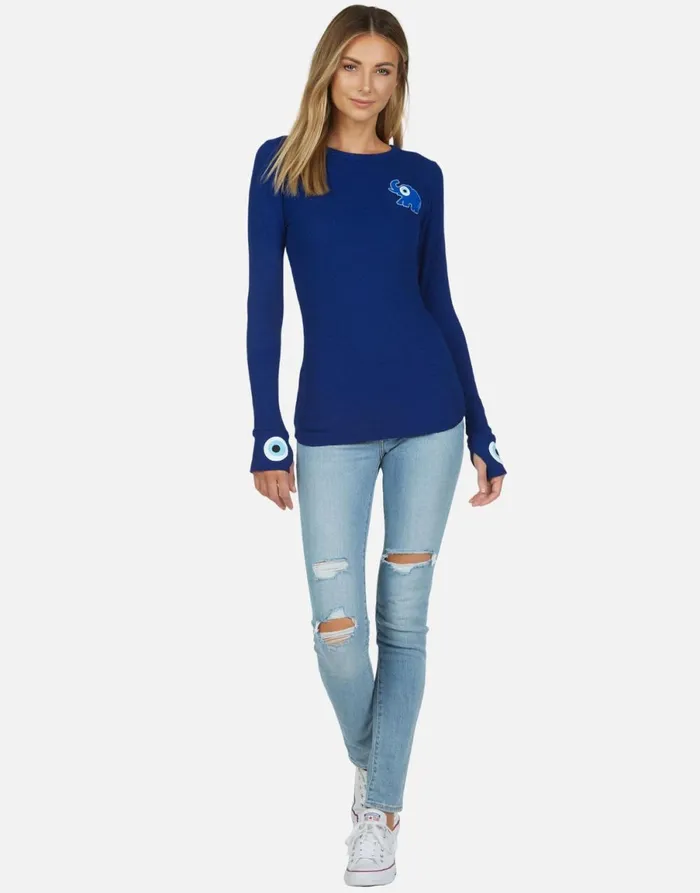 Mckinley Evil Eye Elephant Dark Blue Women039s Lauren Moshi Long Sleeve
