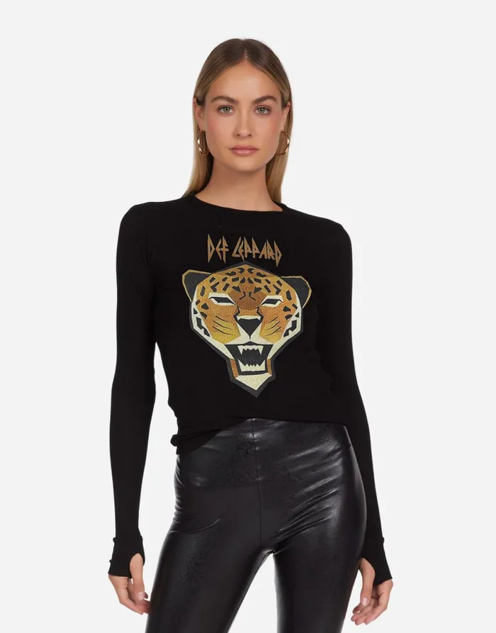 McKinley Geometric Def Leppard Black Women039s Lauren Moshi Long Sleeve