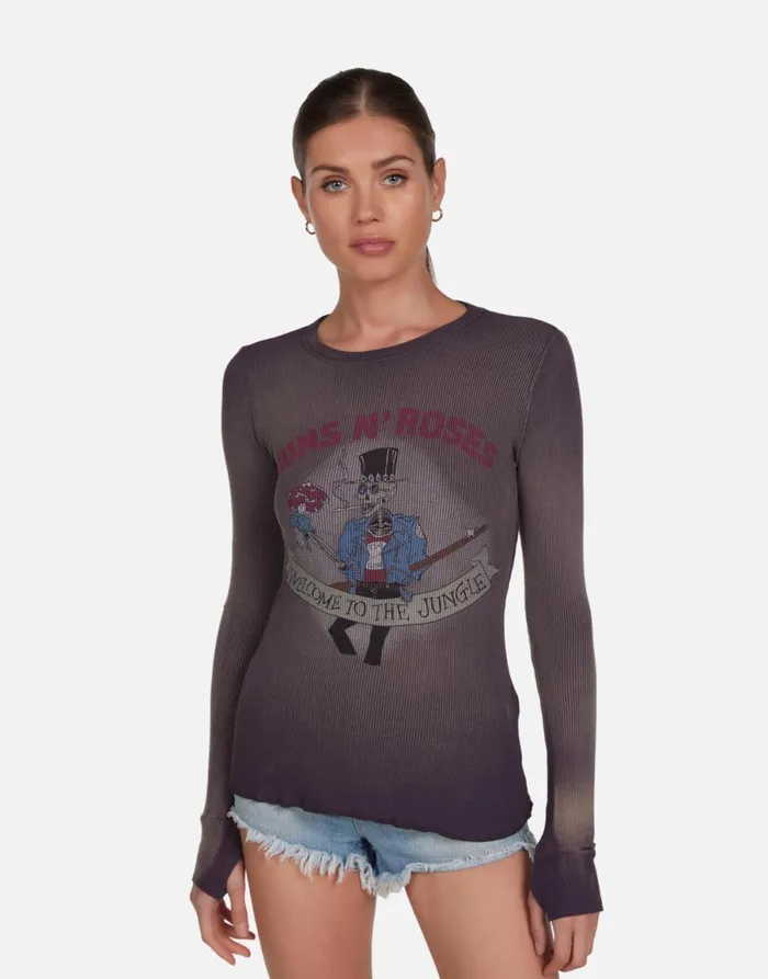 McKinley Guns N039 Roses Welcome To The Jungle Vintage Smoke Women039s Lauren Moshi Long Sleeve