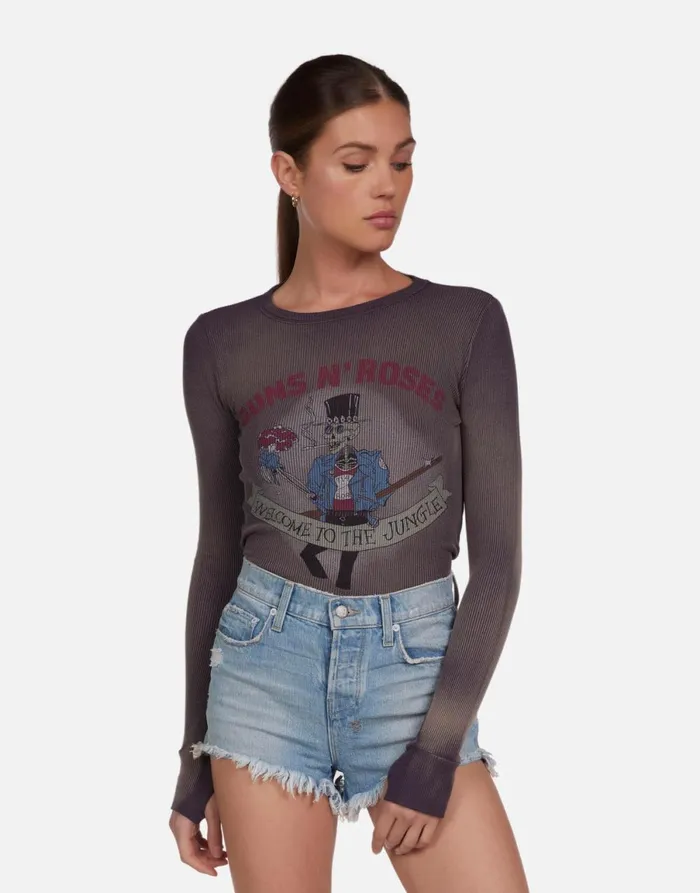 McKinley Guns N039 Roses Welcome To The Jungle Vintage Smoke Women039s Lauren Moshi Long Sleeve