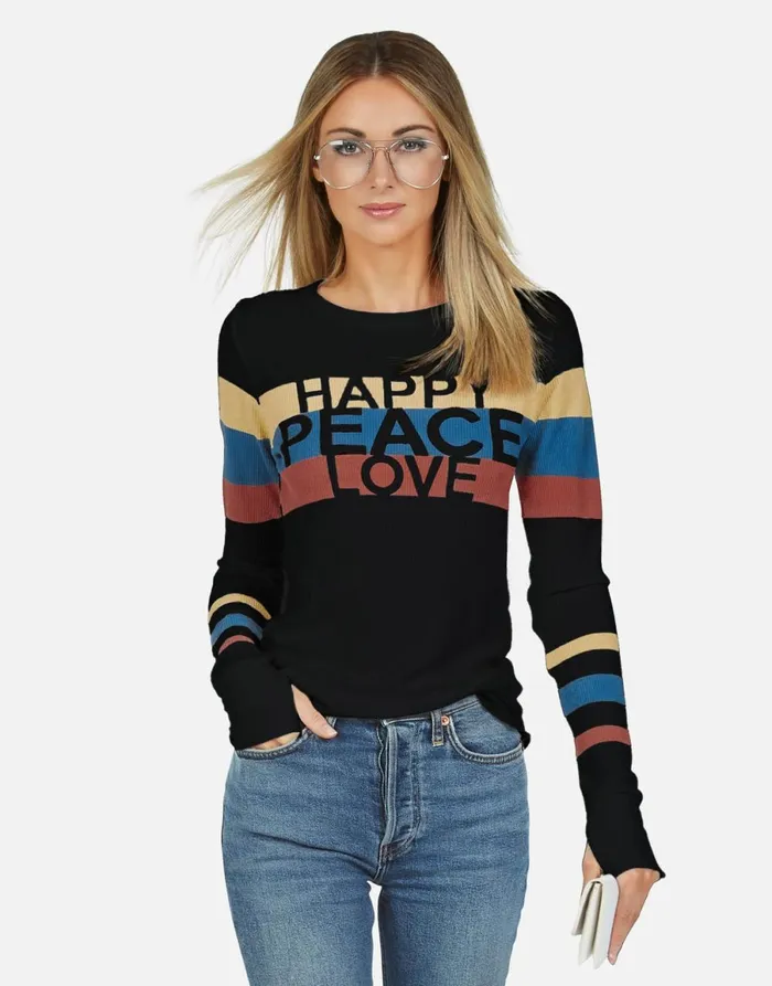 McKinley X Happy Peace Love Black Women039s Lauren Moshi Long Sleeve