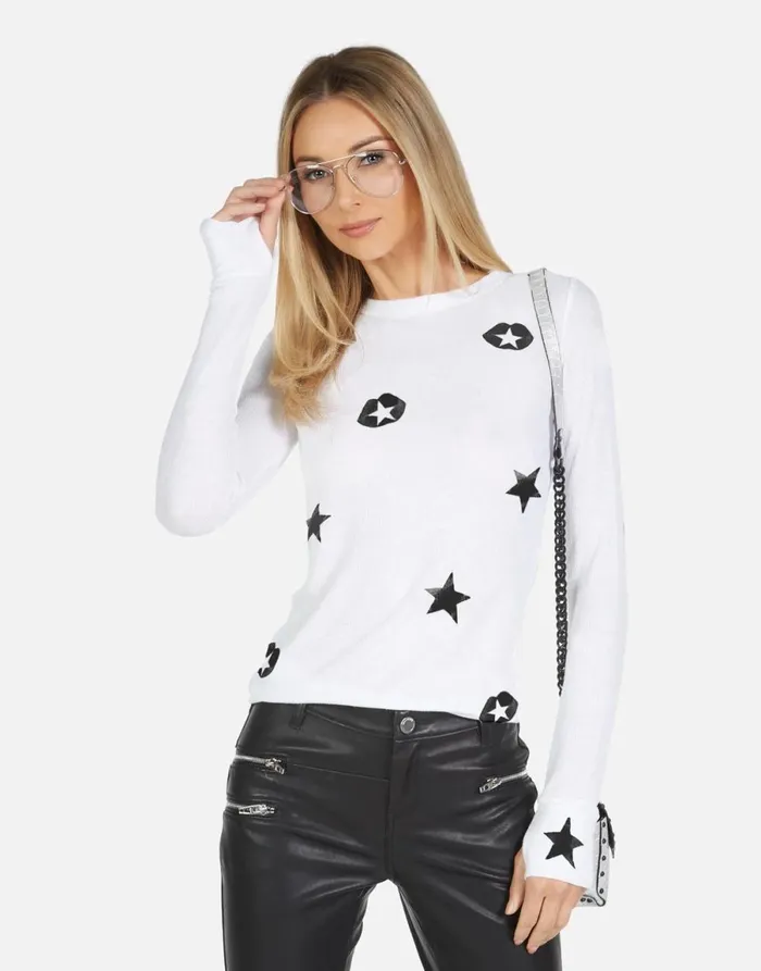 McKinley X Star Lip Elements White Women039s Lauren Moshi Long Sleeve