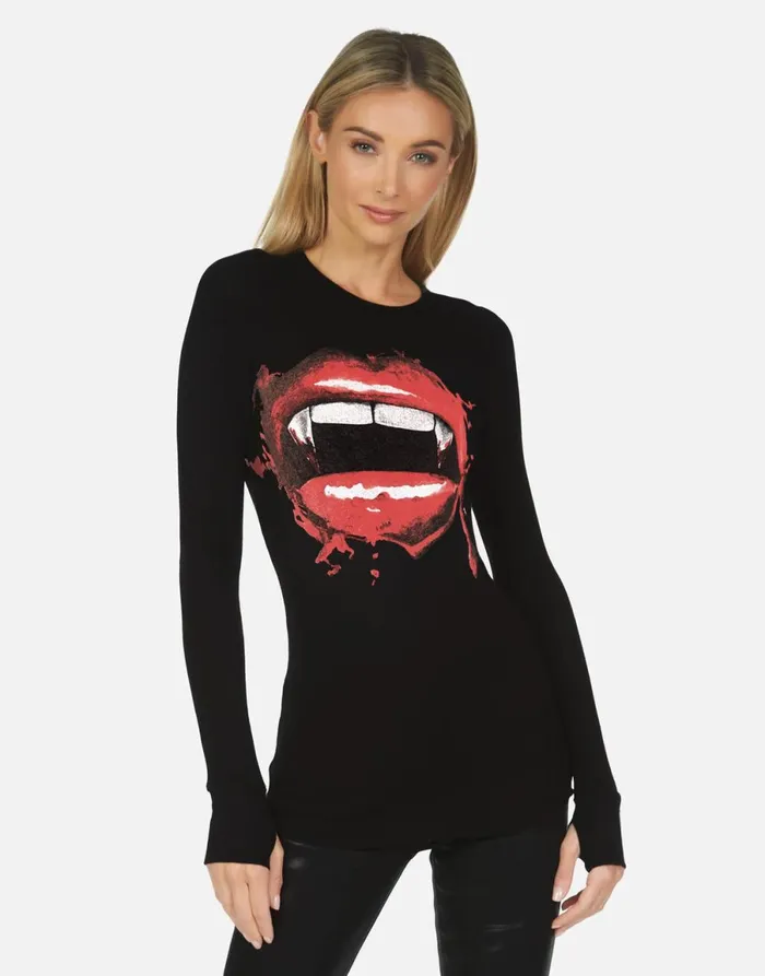 McKinley X Vampire Lip Black Women039s Lauren Moshi Long Sleeve