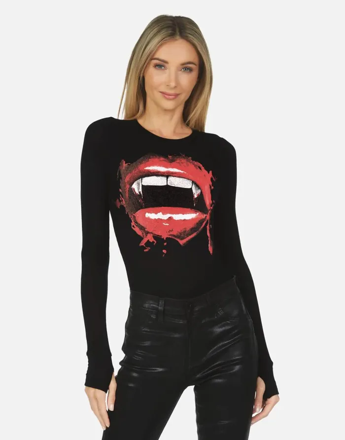 McKinley X Vampire Lip Black Women039s Lauren Moshi Long Sleeve