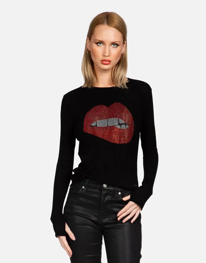 Mckinley XR Crystal Biting Lip Black Women039s Lauren Moshi Long Sleeve