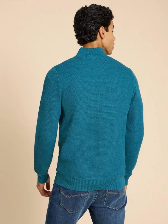 Men Attadale Funnel Neck Jumper Mid Teal White Stuff Knitwear Men Attadale Funnel Neck Jumper Mid Teal White Stuff Knitwear