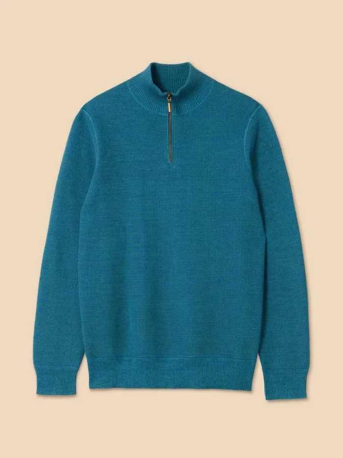 Men Attadale Funnel Neck Jumper Mid Teal White Stuff Knitwear Men Attadale Funnel Neck Jumper Mid Teal White Stuff Knitwear