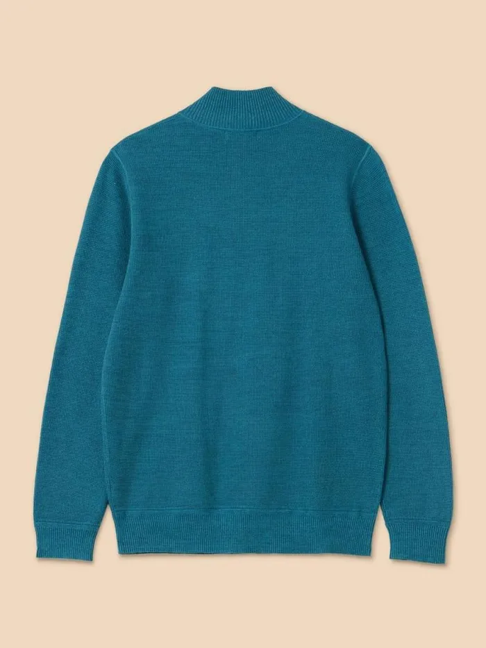 Men Attadale Funnel Neck Jumper Mid Teal White Stuff Knitwear Men Attadale Funnel Neck Jumper Mid Teal White Stuff Knitwear