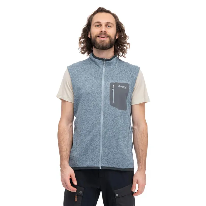 Men Bergans Of Norway Fleece Kamphaug Knitted Vest Husky Blue