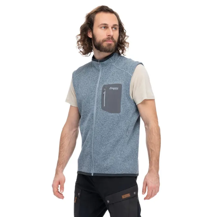 Men Bergans Of Norway Fleece Kamphaug Knitted Vest Husky Blue