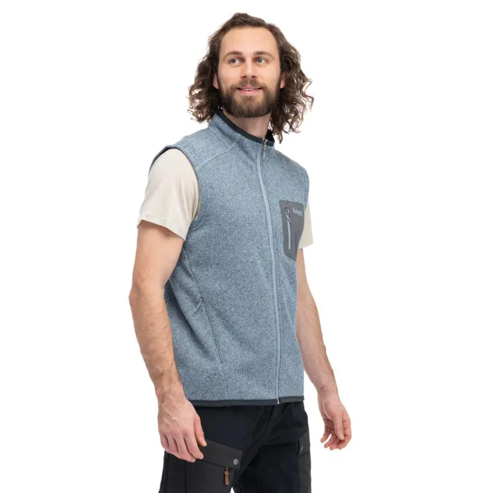 Men Bergans Of Norway Fleece Kamphaug Knitted Vest Husky Blue