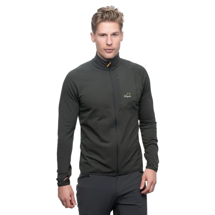 Men Bergans Of Norway Fleece Y Lightline Essence Midlayer Jacket Dark Shadow Grey
