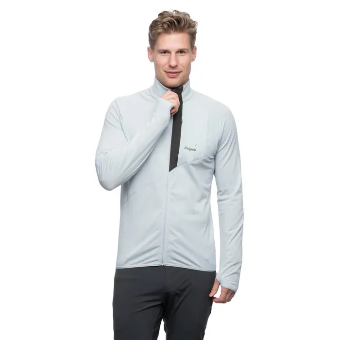 Men Bergans Of Norway Fleece Y Lightline Essence Midlayer Jacket Pearl Grey