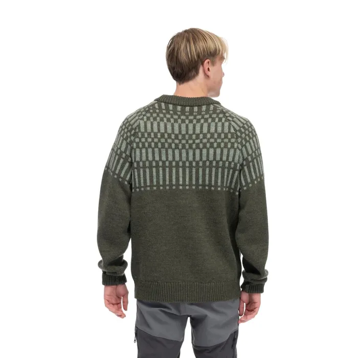 Men Bergans Of Norway Jumpers And Long Sleeves Nordmarka Merino Jumper Dark Green Mud Light Green Mud