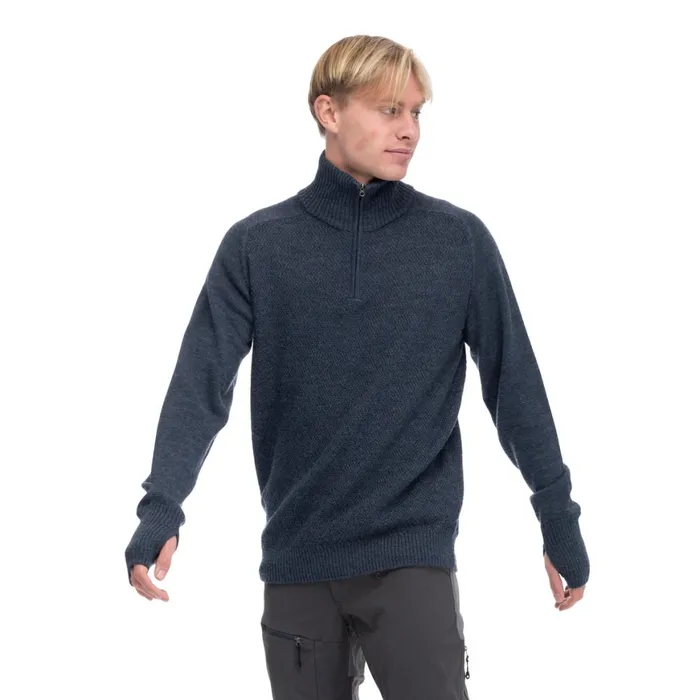 Men Bergans Of Norway Jumpers And Long Sleeves Ulriken Light Merino Jumper Orion Blue