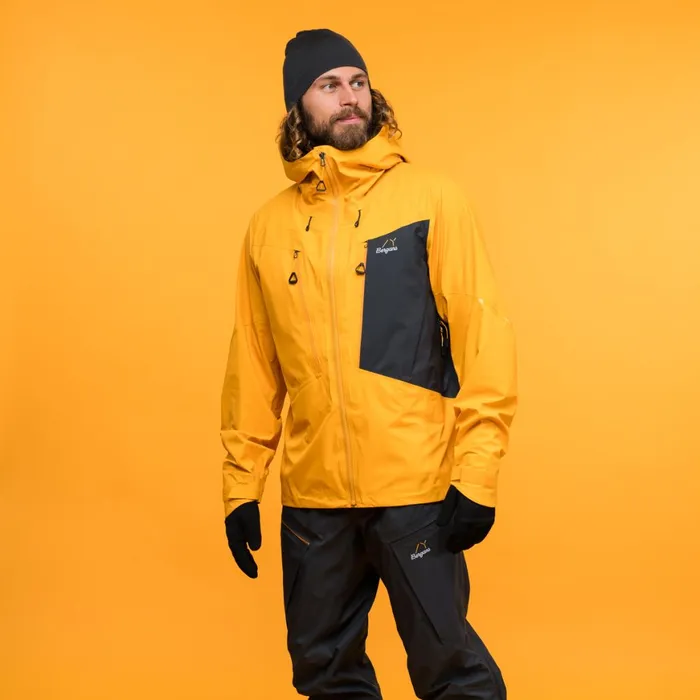 Men Bergans Of Norway Shell Jackets Y Mountainline Breathe 3l Shell Jacket Mango Yellow