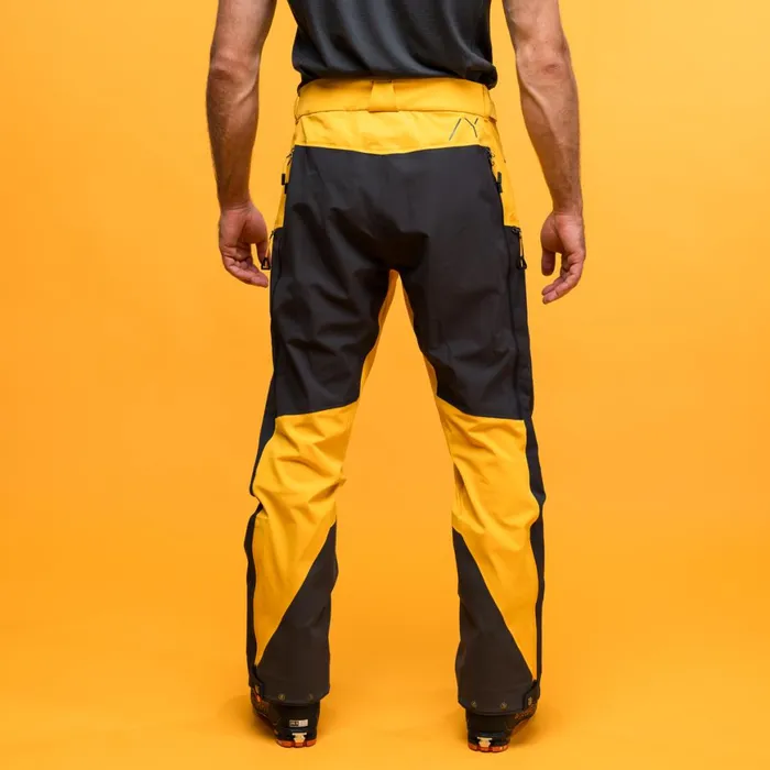 Men Bergans Of Norway Ski Pants Y Mountainline Hybrid Softshell Pants Mango Yellow Dark Shadow Grey