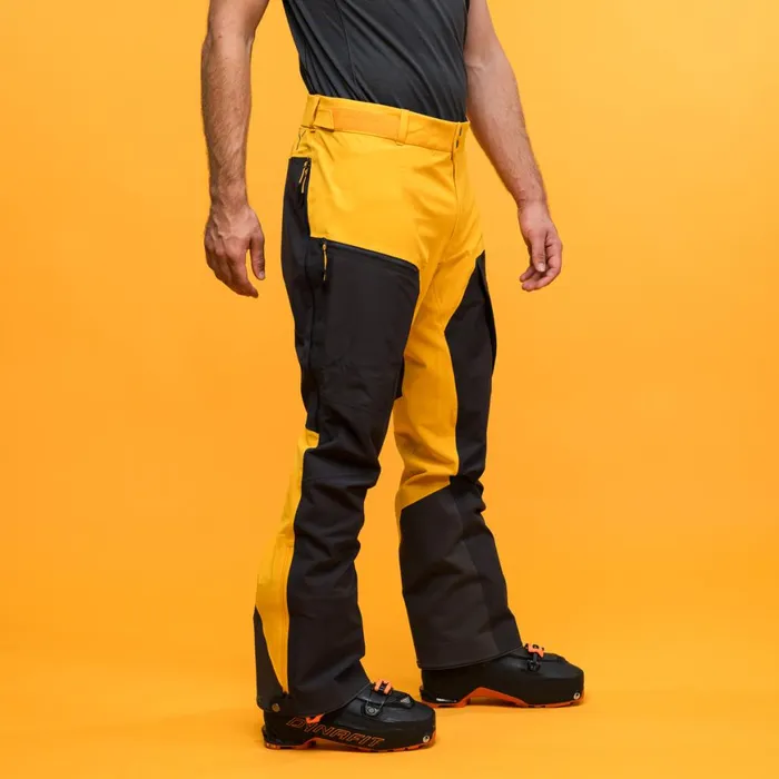 Men Bergans Of Norway Ski Pants Y Mountainline Hybrid Softshell Pants Mango Yellow Dark Shadow Grey