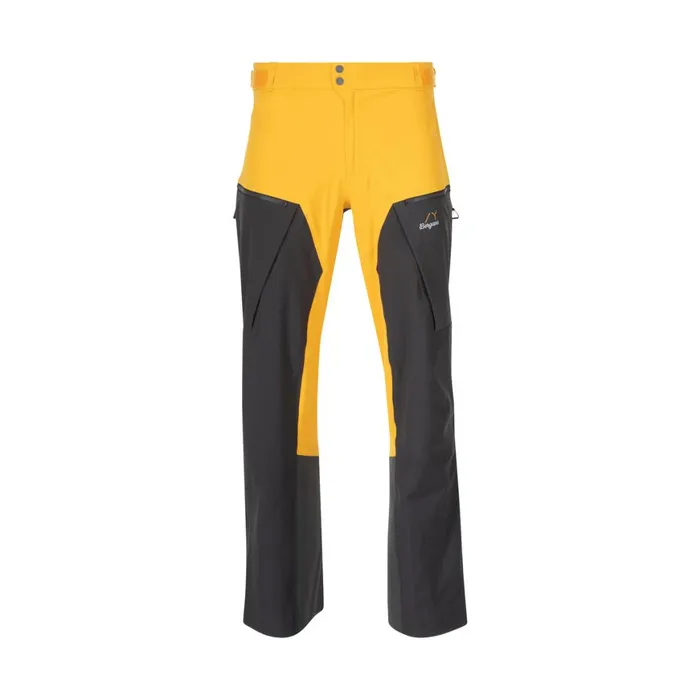 Men Bergans Of Norway Ski Pants Y Mountainline Hybrid Softshell Pants Mango Yellow Dark Shadow Grey