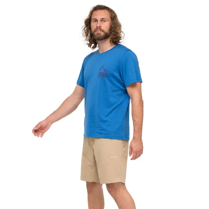 Men Bergans Of Norway TShirts Rabot Mount Wool Tee Space Blue