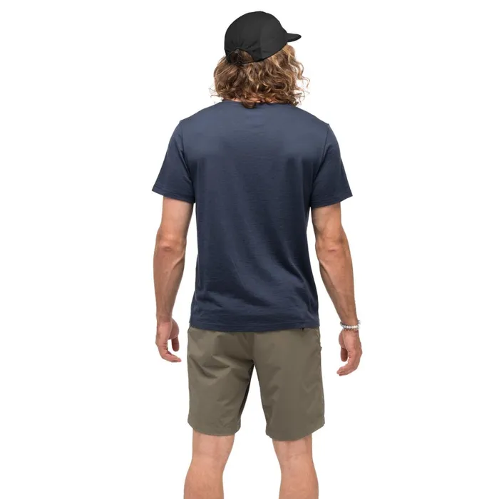 Men Bergans Of Norway TShirts Vaagaa Explore Merino Tee Navy Blue