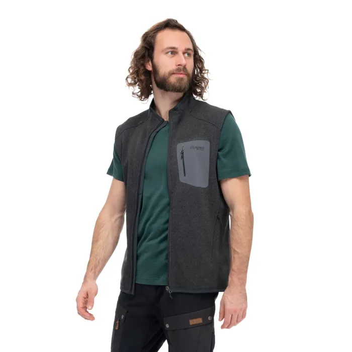 Men Bergans Of Norway Vests Kamphaug Knitted Vest Dark Shadow Grey