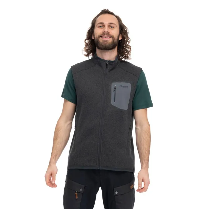 Men Bergans Of Norway Vests Kamphaug Knitted Vest Dark Shadow Grey
