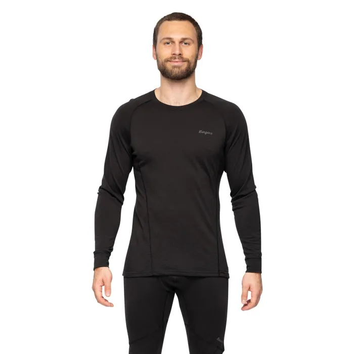 Men Bergans Of Norway Wool Longsleeved Shirts InnerPure Merino Long Sleeve Black