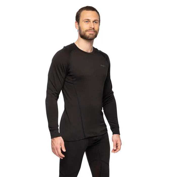 Men Bergans Of Norway Wool Longsleeved Shirts InnerPure Merino Long Sleeve Black