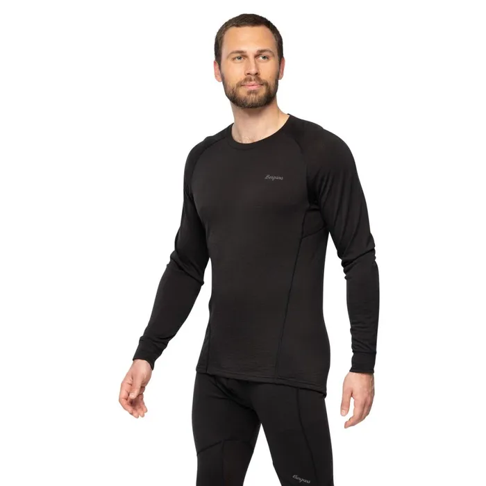 Men Bergans Of Norway Wool Longsleeved Shirts InnerPure Merino Long Sleeve Black
