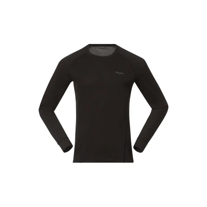 Men Bergans Of Norway Wool Longsleeved Shirts InnerPure Merino Long Sleeve Black
