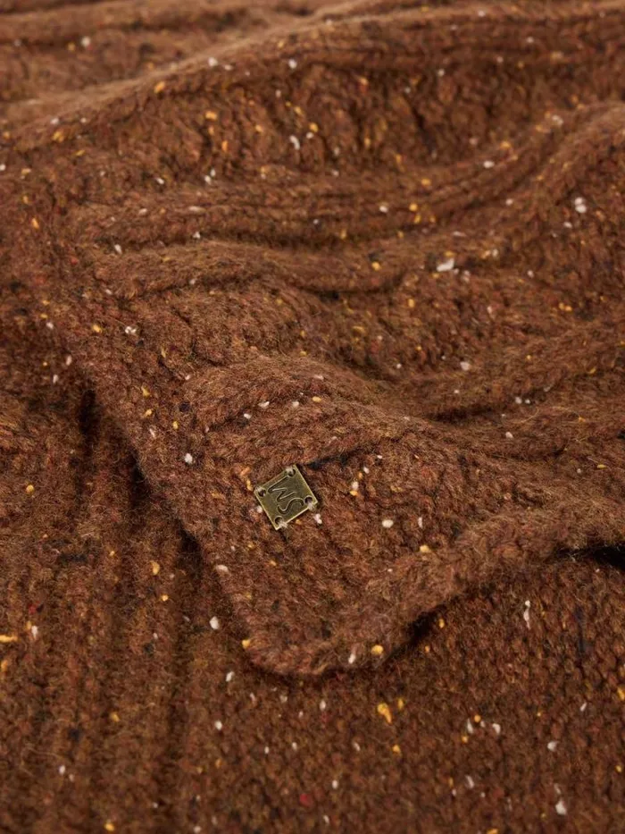 Men Berkley Cable Nep Scarf Mid Brown White Stuff Scarves