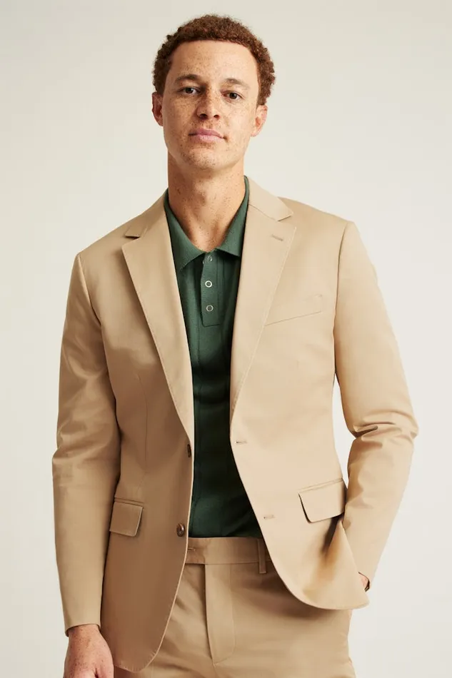 Men Bonobos Blazers and Sport Coats Italian Stretch Cotton Suit Jacket British Khaki