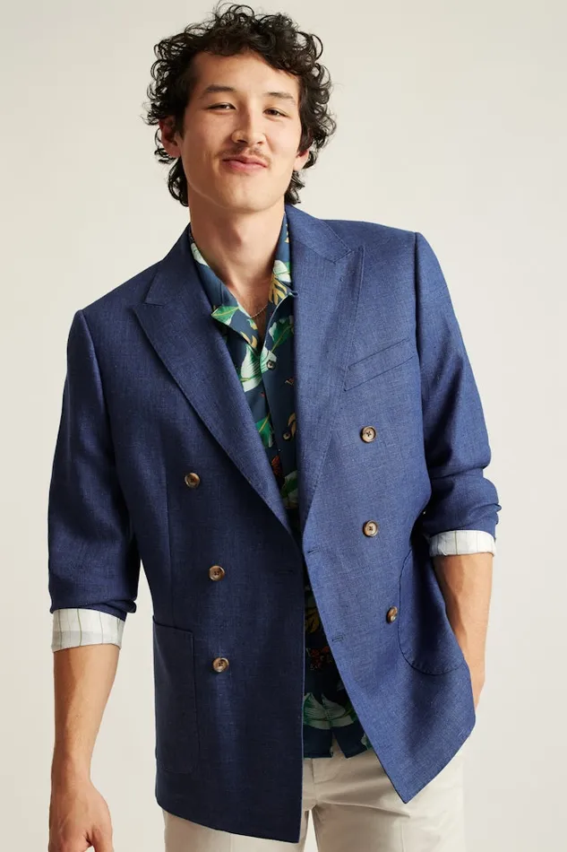 Men Bonobos Blazers and Sport Coats Jetsetter Italian Linen Double Breasted Blazer Bright Navy Men Bonobos Blazers and Sport Coats Jetsetter Italian Linen Double Breasted Blazer Bright Navy