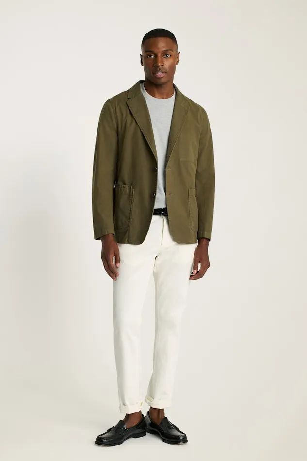 Men Bonobos Blazers and Sport Coats Jetsetter Washed Cotton Blazer Olive