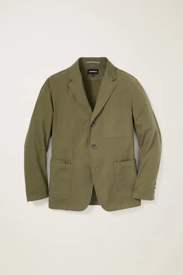 Men Bonobos Blazers and Sport Coats Jetsetter Washed Cotton Blazer Olive