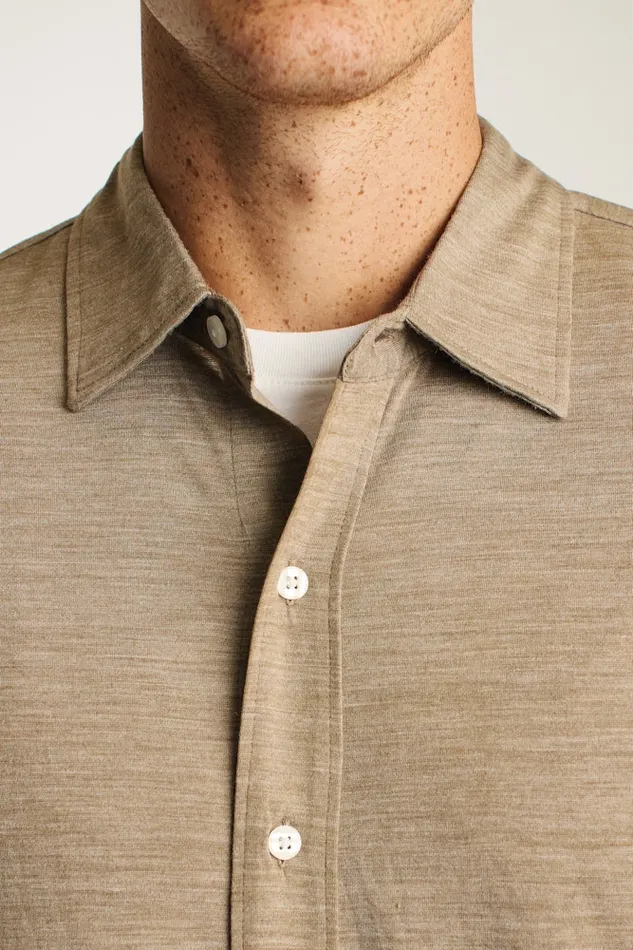 Men Bonobos Casual Shirts Performance Merino Shirt Heather Khaki Men Bonobos Casual Shirts Performance Merino Shirt Heather Khaki