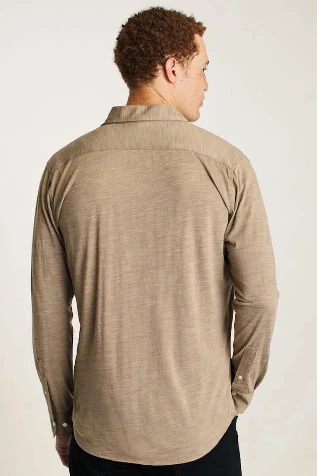 Men Bonobos Casual Shirts Performance Merino Shirt Heather Khaki Men Bonobos Casual Shirts Performance Merino Shirt Heather Khaki