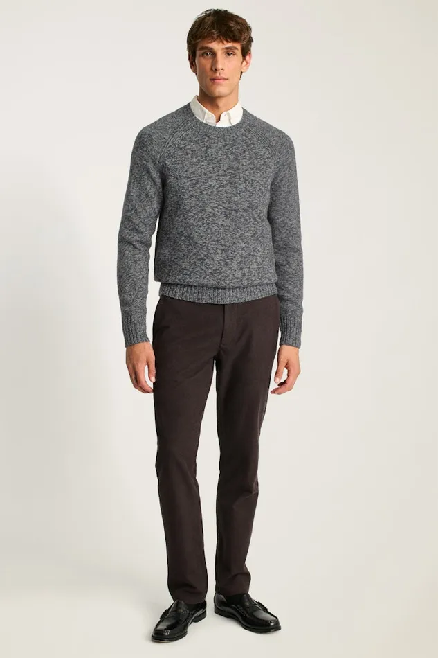 Men Bonobos Crew and VNeck Sweaters Marled Raglan Crew Neck Sweater Dark Grey Marl