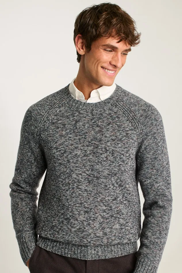 Men Bonobos Crew and VNeck Sweaters Marled Raglan Crew Neck Sweater Dark Grey Marl Men Bonobos Crew and VNeck Sweaters Marled Raglan Crew Neck Sweater Dark Grey Marl