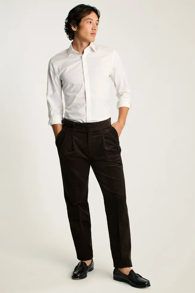 Men Bonobos Dress Pants Italian Gurkha Trouser Brown Corduroy