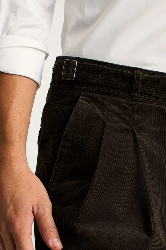 Men Bonobos Dress Pants Italian Gurkha Trouser Brown Corduroy