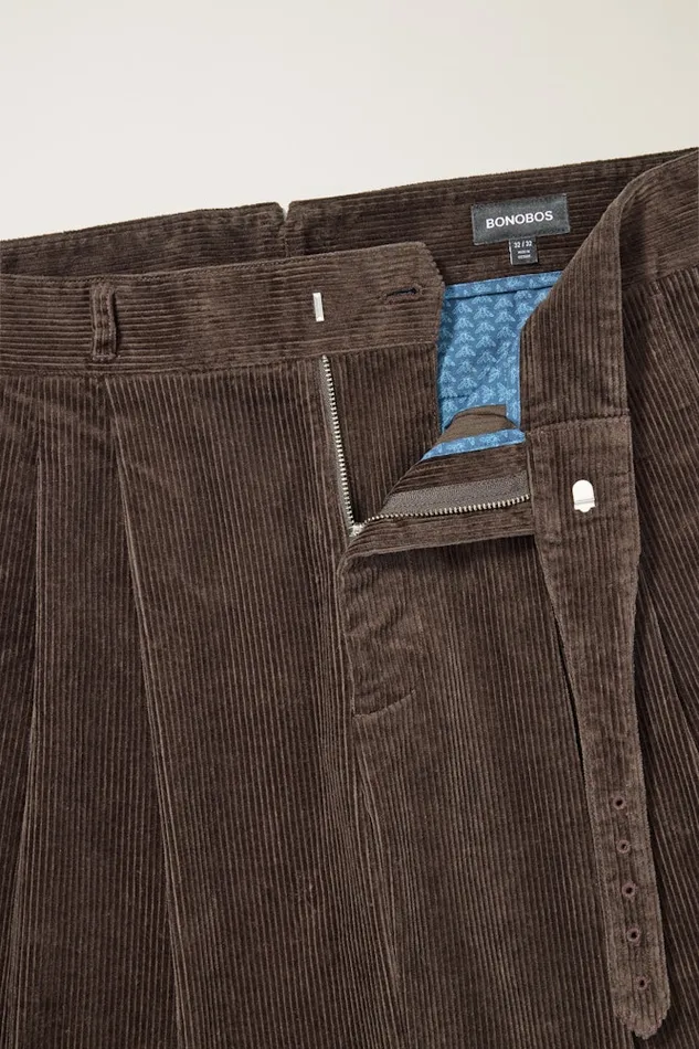 Men Bonobos Dress Pants Italian Gurkha Trouser Brown Corduroy