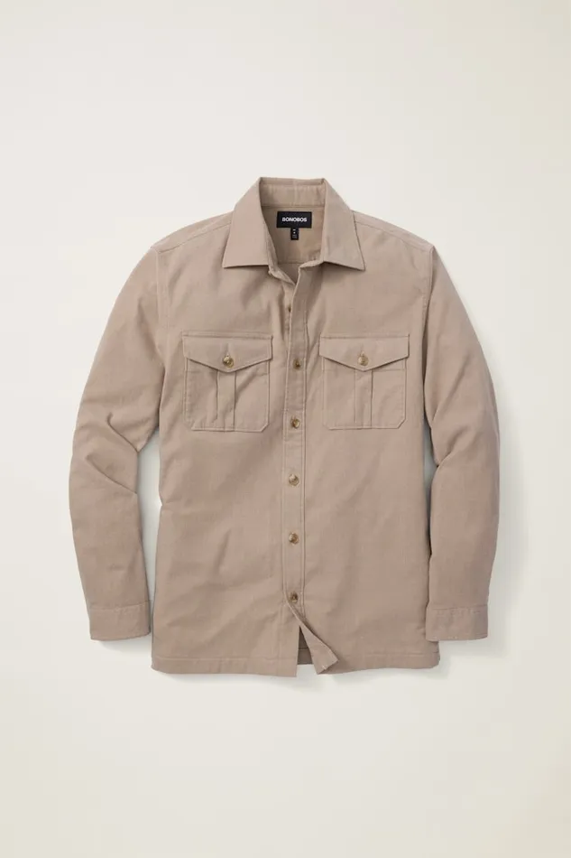 Men Bonobos Flannels and Shirt Jackets Moleskin Overshirt Heather Sand Men Bonobos Flannels and Shirt Jackets Moleskin Overshirt Heather Sand