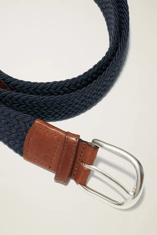 Men Bonobos Golf Belts Hats and Accessories Cinch Your Style With Bonobos039 Clubhouse Stretch Braided Belt Navy With Brown
