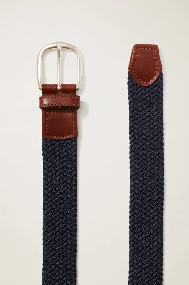 Men Bonobos Golf Belts Hats and Accessories Cinch Your Style With Bonobos039 Clubhouse Stretch Braided Belt Navy With Brown