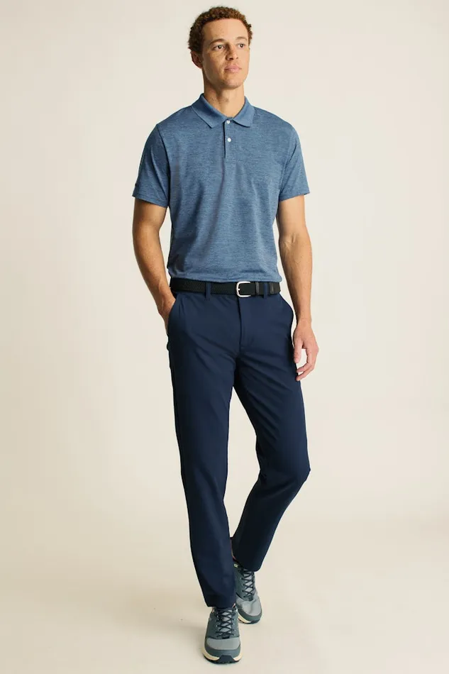 Men Bonobos Golf Polos and Tops The Performance Golf Polo Shirt Solid and Striped Heather Denim Blue